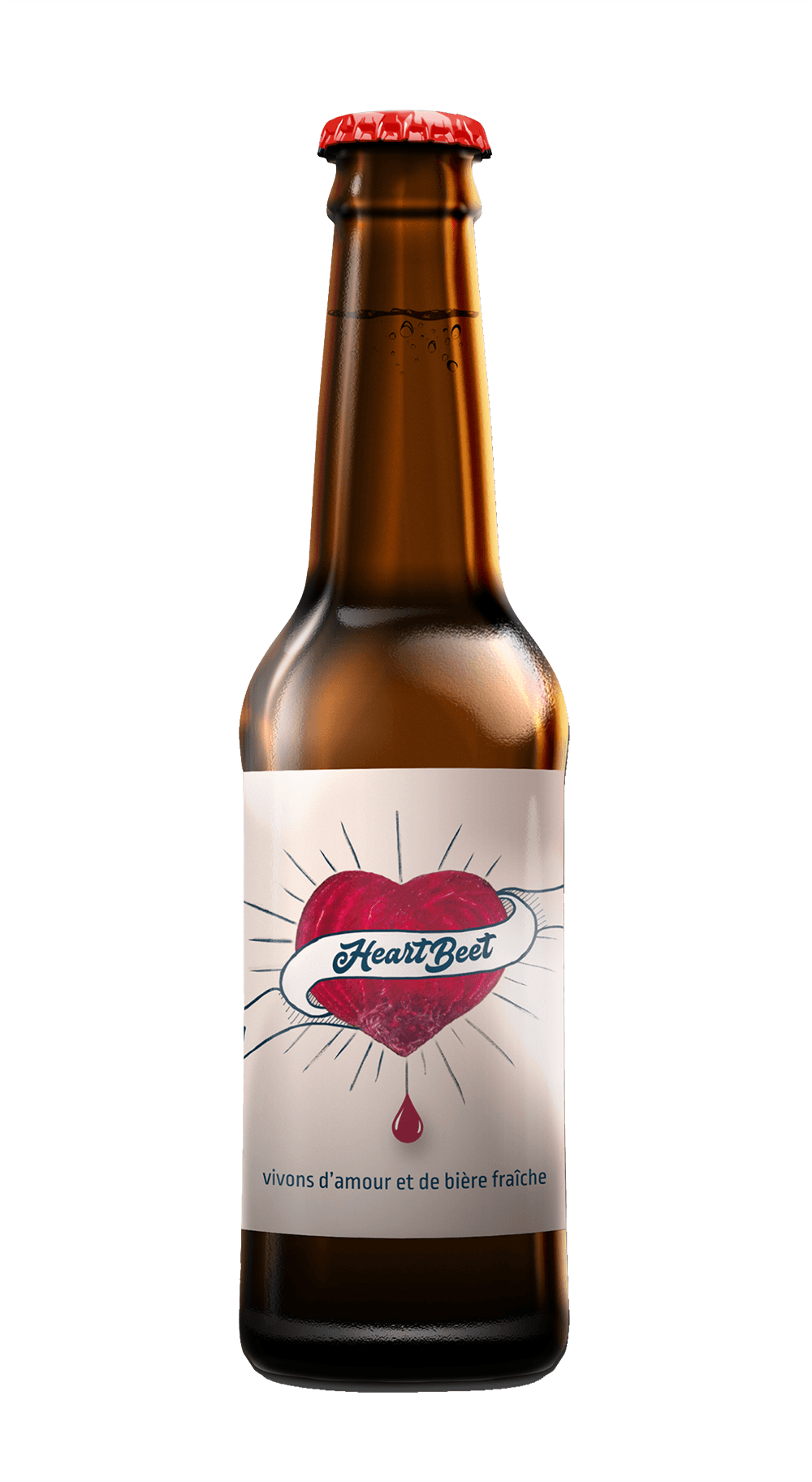 étiquette pour bière rousse Heart beet